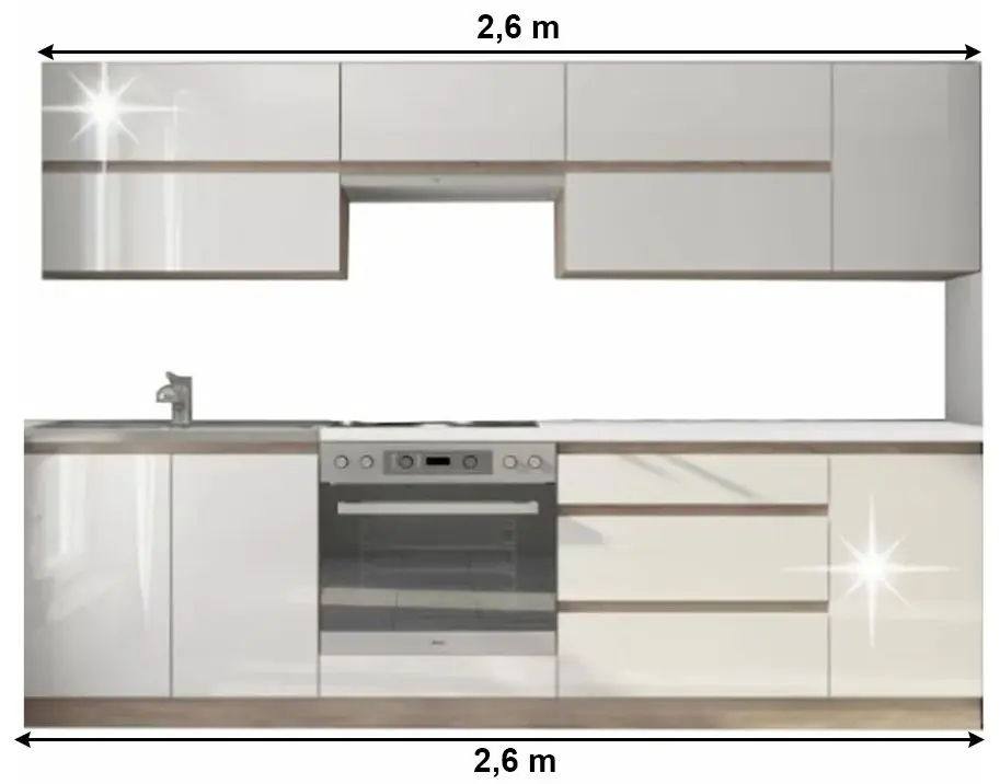 Bucatarie Tempo Kondela Line 2.6м (White Gloss/Sonoma Oak) - 2