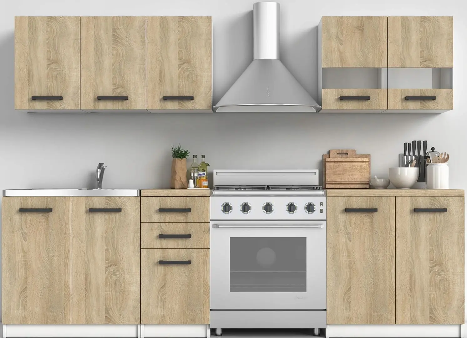 Bucatarie TopEshop Set 200 2.0m (Sonoma Oak/White Matt)