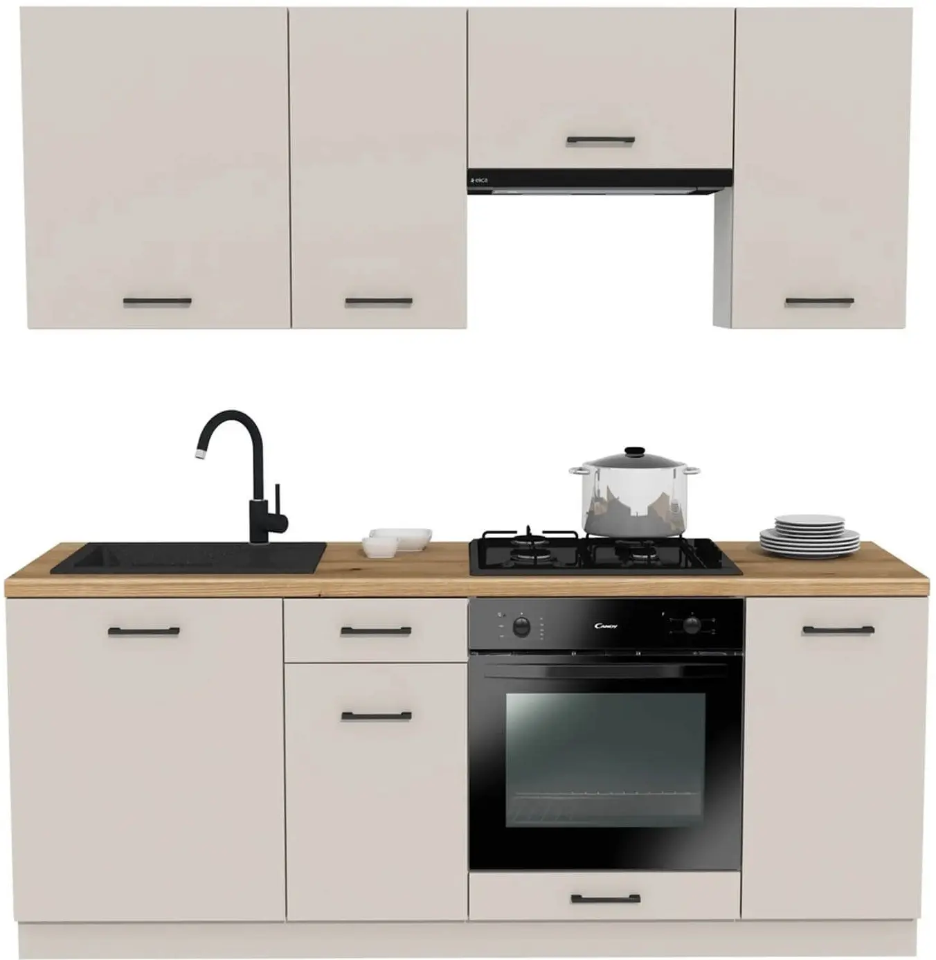 Bucatarie TopEshop Vario Z1 200cm (Cashmere/Evoke Oak) - 2