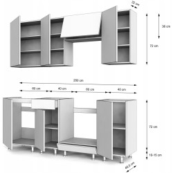 Bucatarie TopEshop Vario Z1 200cm (Cashmere/Evoke Oak) Thumb