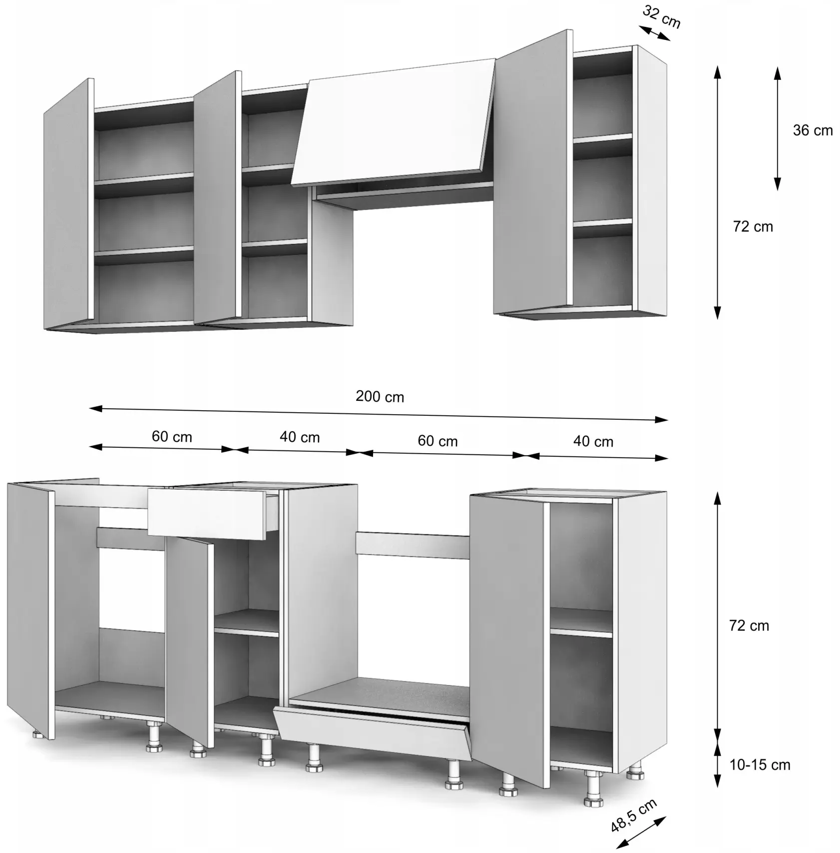 Bucatarie TopEshop Vario Z1 200cm (Cashmere/Evoke Oak) - 11