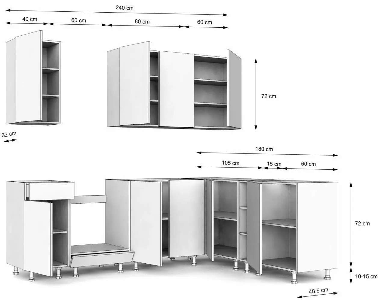 Bucatarie TopEshop Vario Z1 240x180 (Cashmere/Evoke Oak) - 5