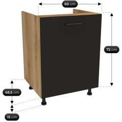 Bucatarie TopEshop Vario Z3 200cm (Black/Evoke Oak) Thumb