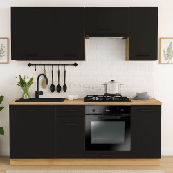 Bucatarie TopEshop Vario Z3 200cm (Black/Evoke Oak)