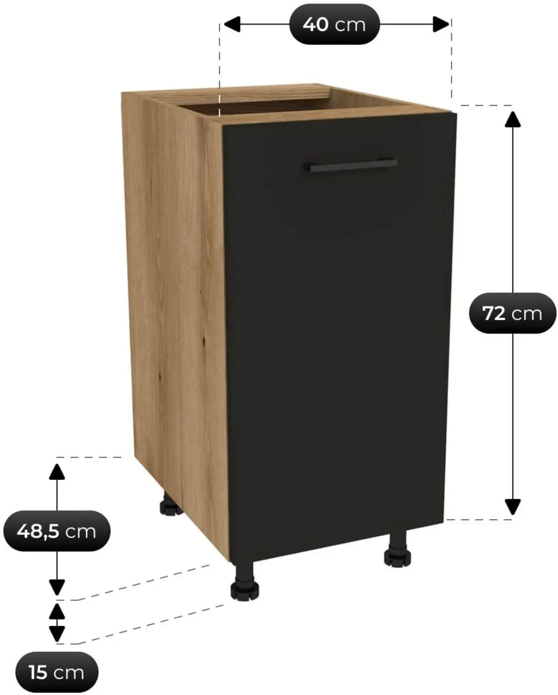 Bucatarie TopEshop Vario Z3 200cm (Black/Evoke Oak) - 7
