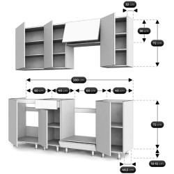 Bucatarie TopEshop Vario Z3 200cm (Black/Evoke Oak) Thumb