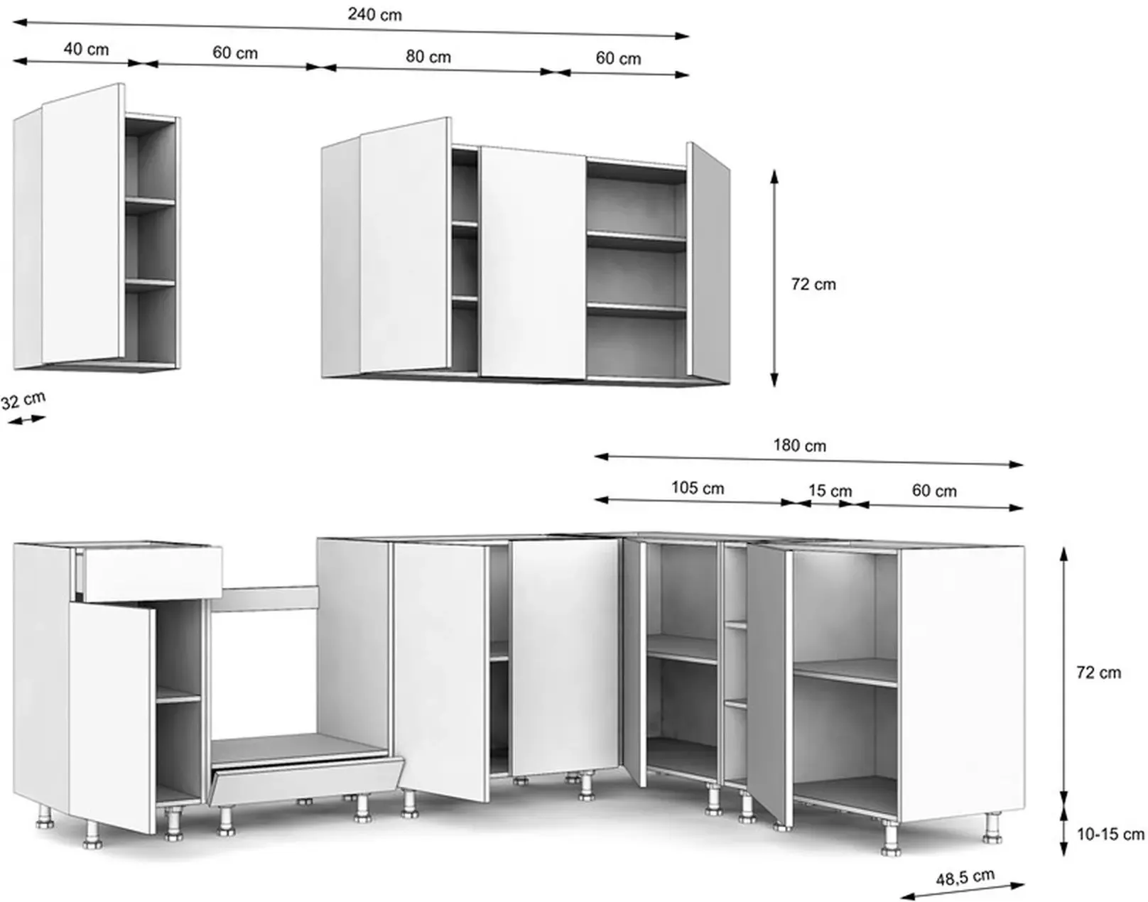 Bucatarie TopEshop Vario Z3 240x180 (Black/Evoke Oak) - 4