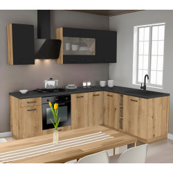 Bucatarie TopEshop Vario Z4 240x180 (Black/Evoke Oak)