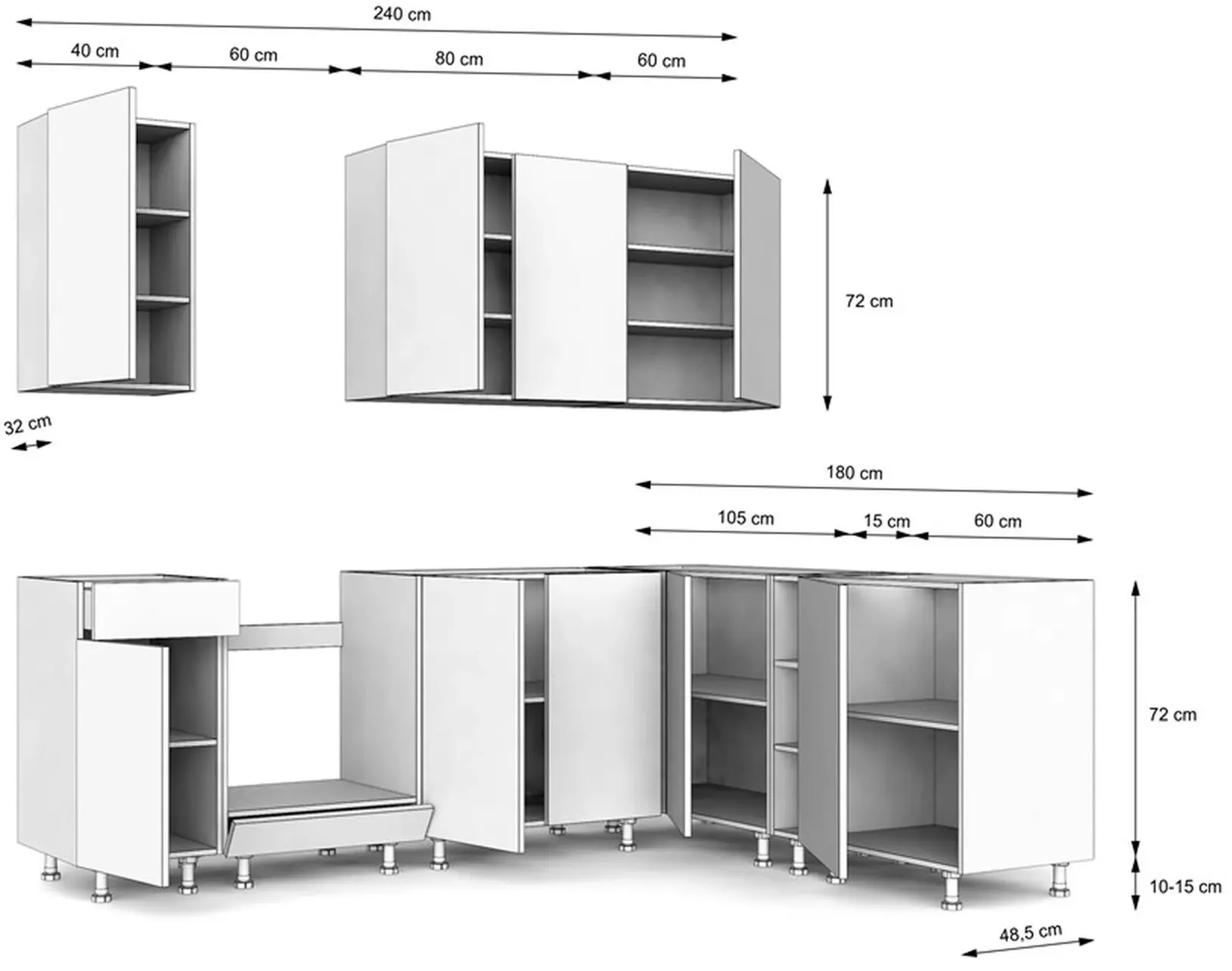 Bucatarie TopEshop Vario Z4 240x180 (Black/Evoke Oak) - 5