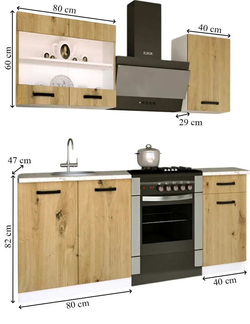 Bucatarie Samanta Exclusive 1 1.2m (White/Artisan Oak)