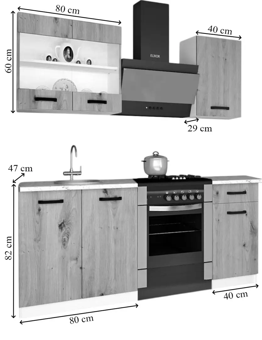 Кухня Samanta Exclusive 1 1.2m (White/White Craft Oak)