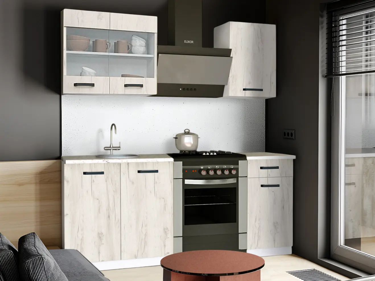 Кухня Samanta Exclusive 1 1.2m (White/White Craft Oak)