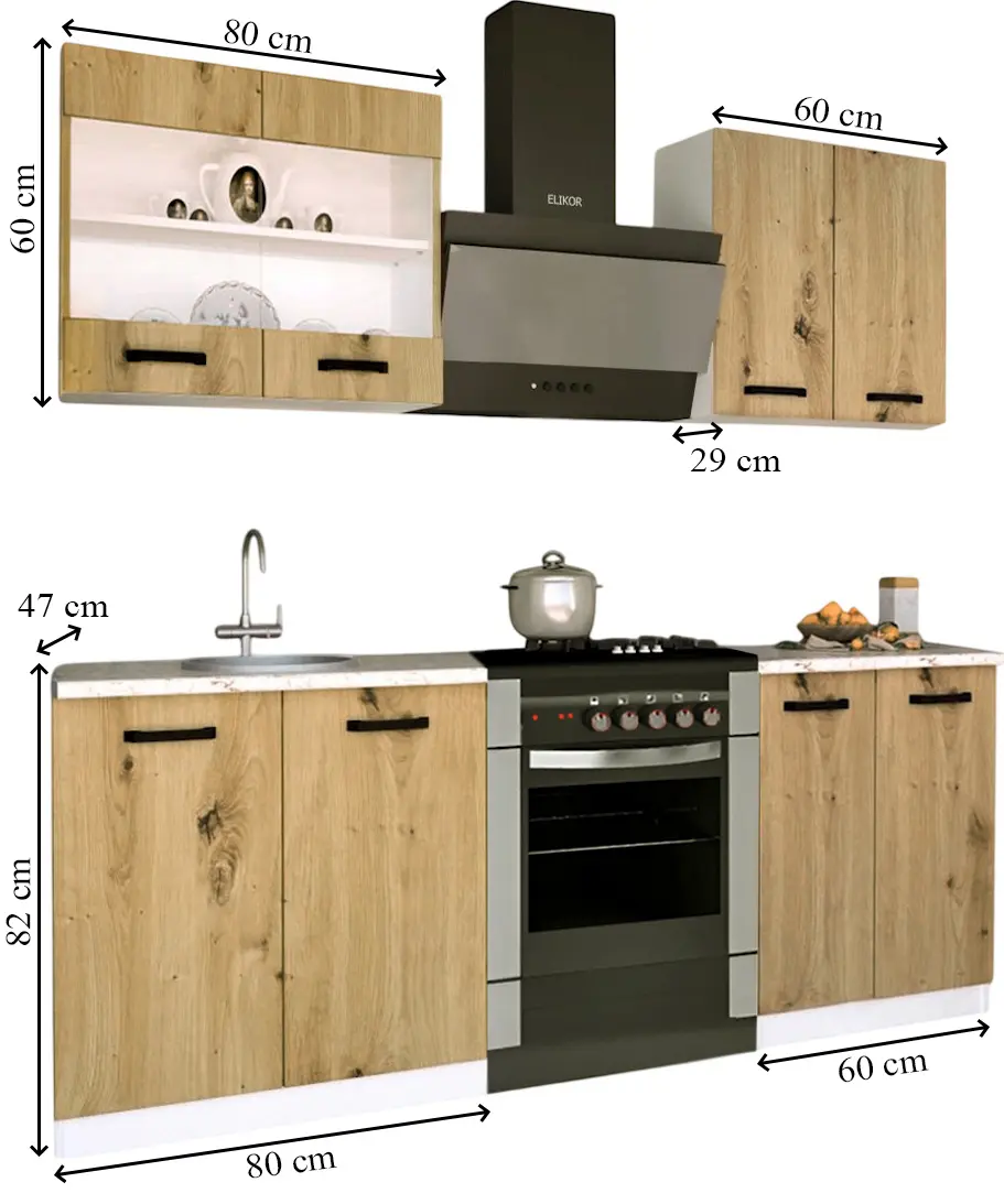 Bucatarie Samanta Exclusive 1 1.4m (White/Artisan Oak)