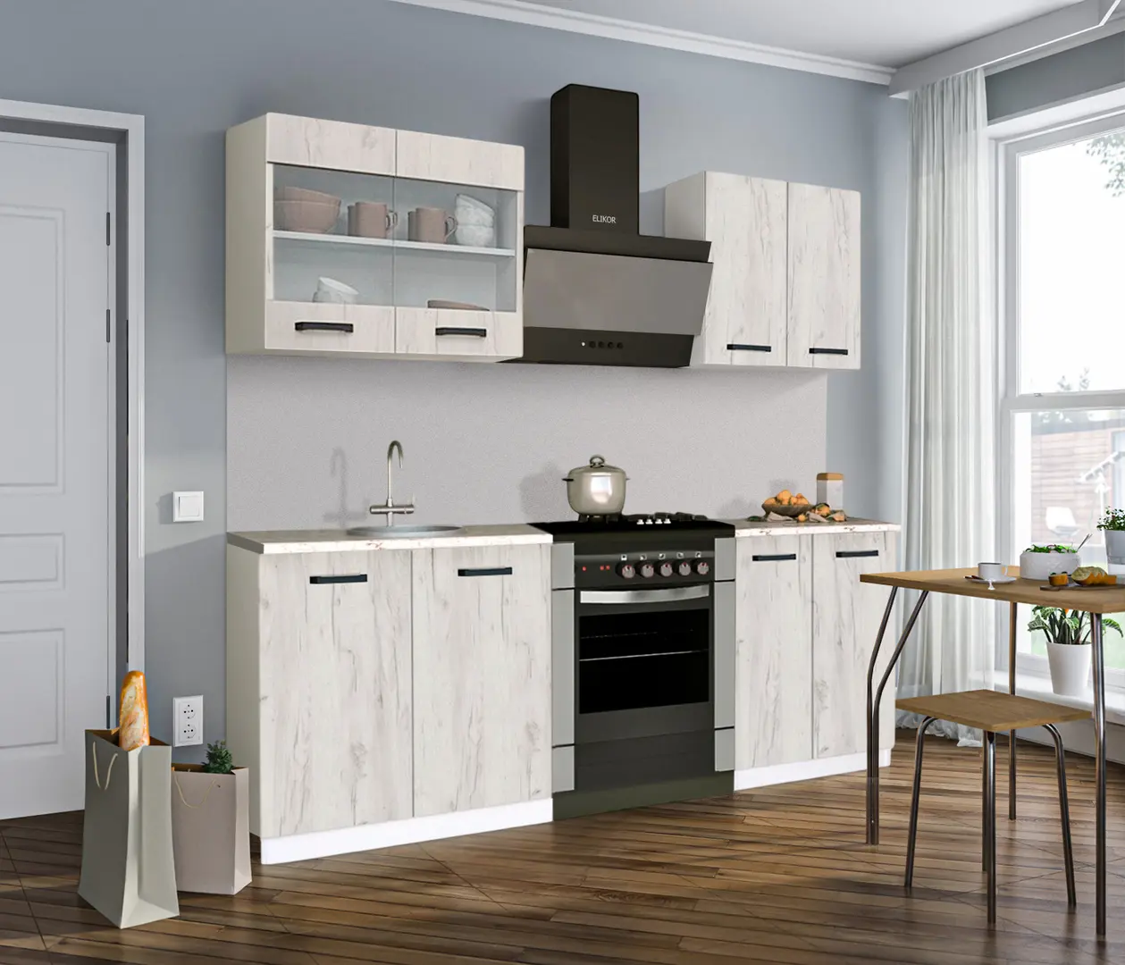 Кухня Samanta Exclusive 1 1.4m (White/White Craft Oak)