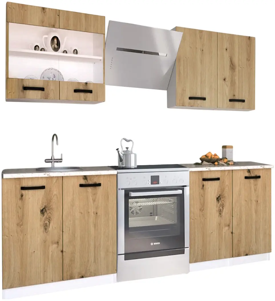 Bucatarie Samanta Exclusive 1 1.6m (White/Artisan Oak)