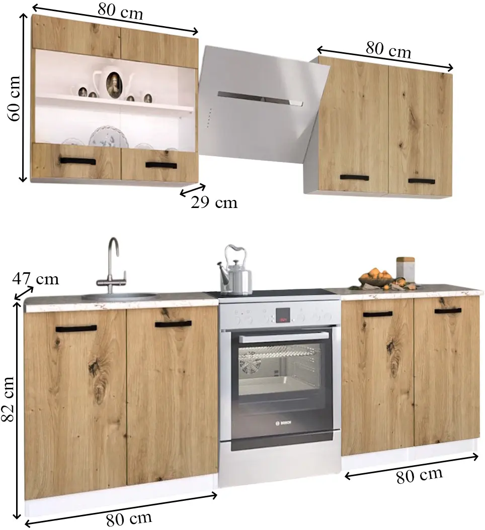 Bucatarie Samanta Exclusive 1 1.6m (White/Artisan Oak)