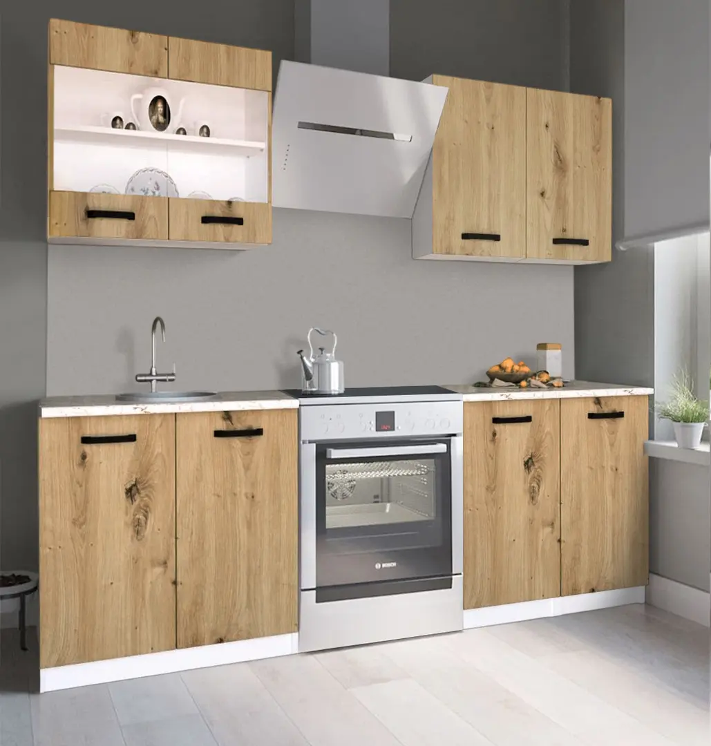 Bucatarie Samanta Exclusive 1 1.6m (White/Artisan Oak)