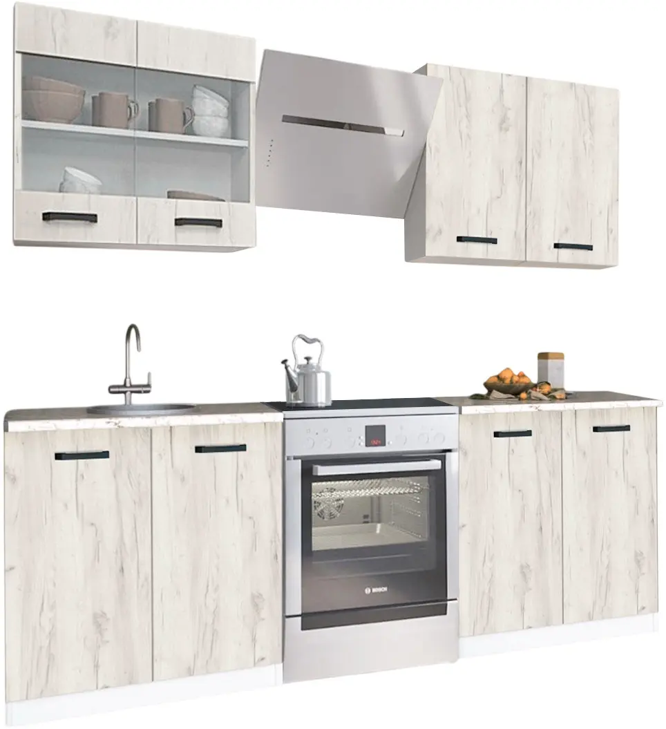 Bucatarie Samanta Exclusive 1 1.6m (White/White Craft Oak)