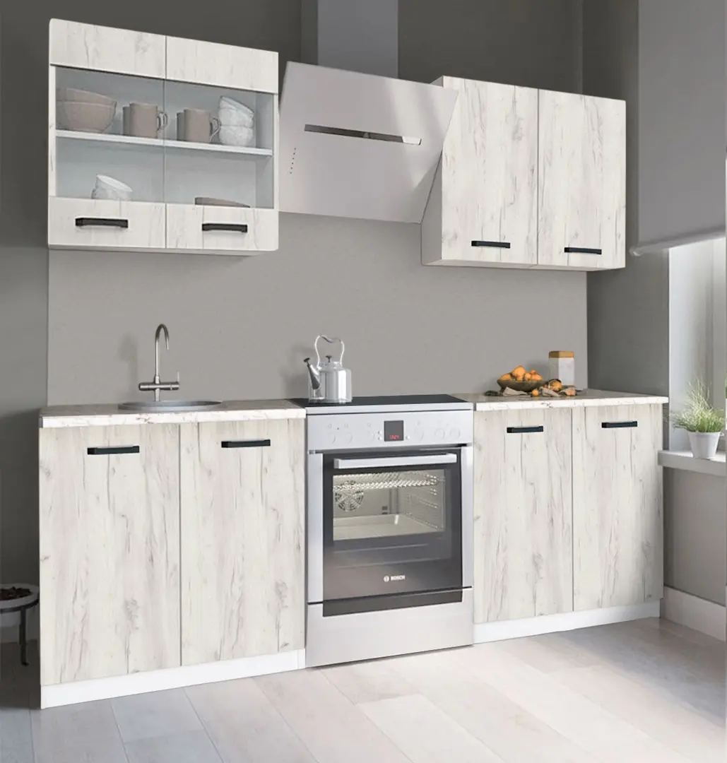 Bucatarie Samanta Exclusive 1 1.6m (White/White Craft Oak)