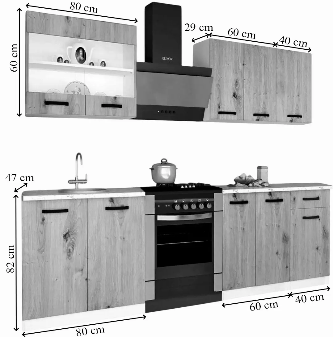 Bucatarie Samanta Exclusive 1 1.8m (White/White Craft Oak)