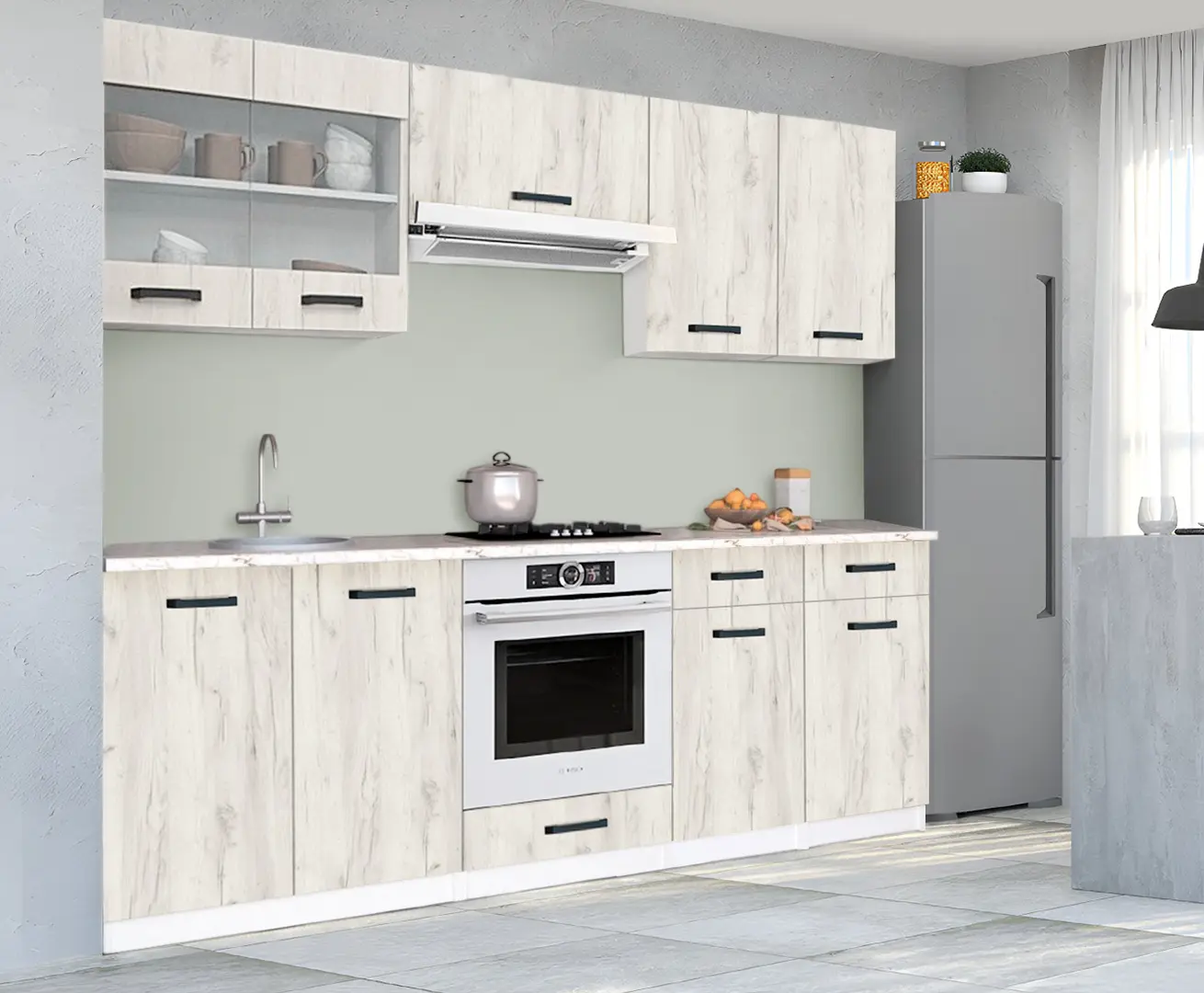 Кухня Samanta Exclusive 1 2.2m (White/White Craft Oak)