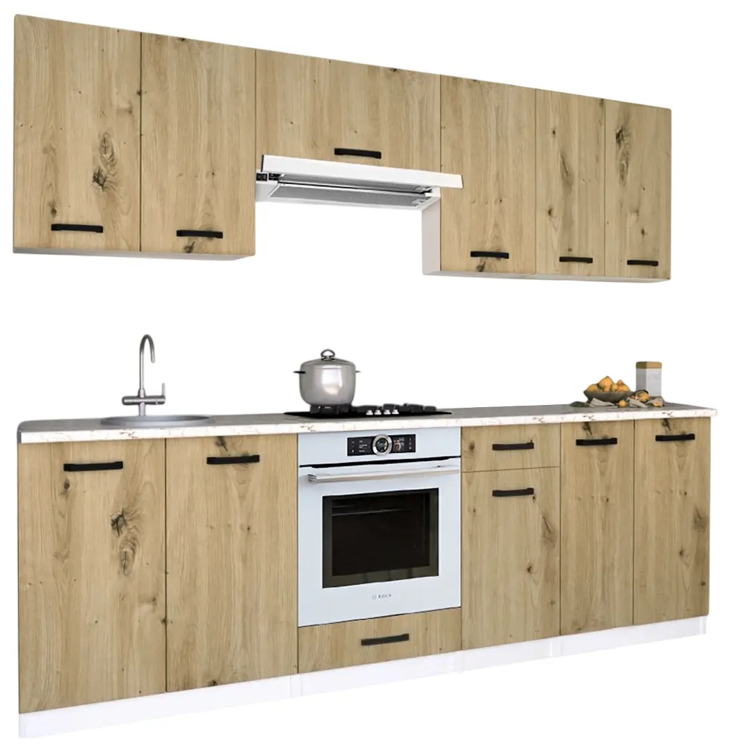 Bucatarie Samanta Exclusive 1 2.4m (White/Artisan Oak)