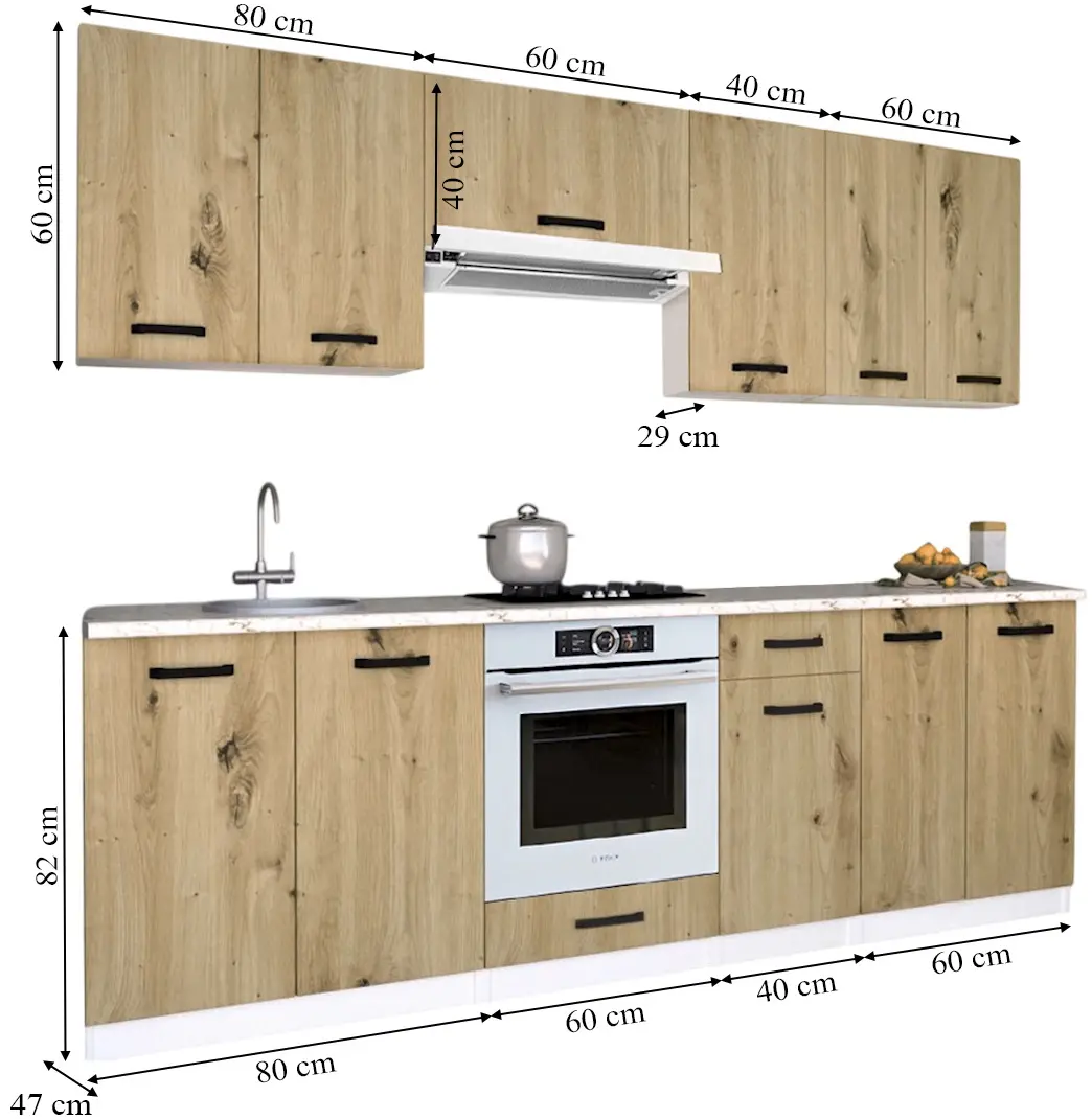 Bucatarie Samanta Exclusive 1 2.4m (White/Artisan Oak)