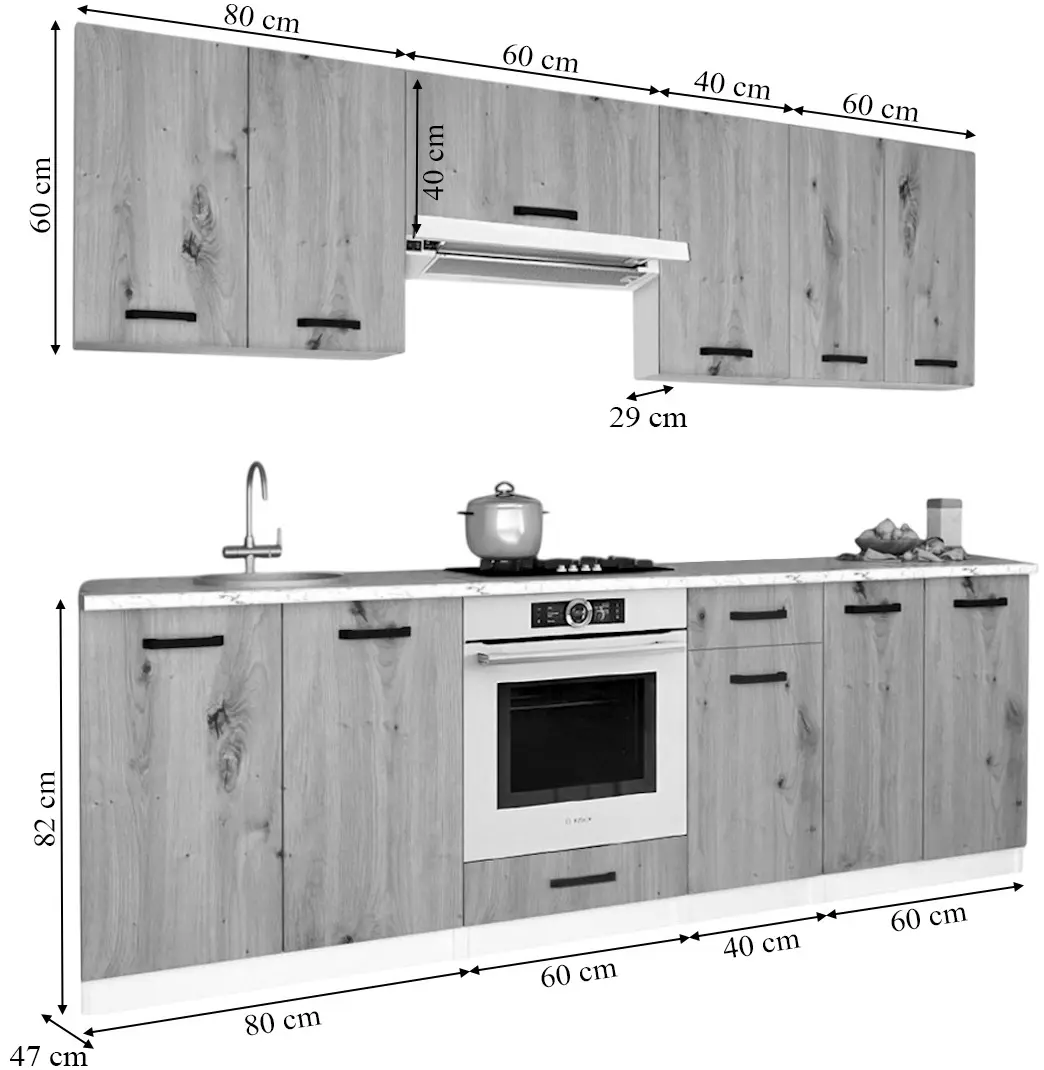Кухня Samanta Exclusive 1 2.4m (White/White Craft Oak)