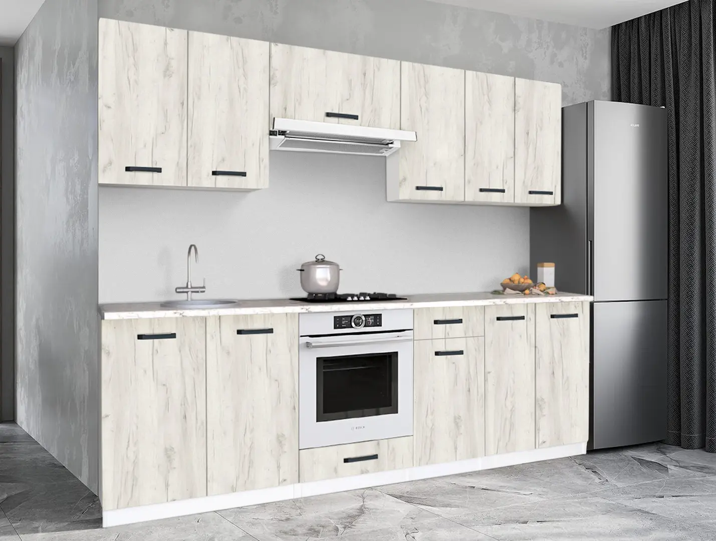 Кухня Samanta Exclusive 1 2.4m (White/White Craft Oak)