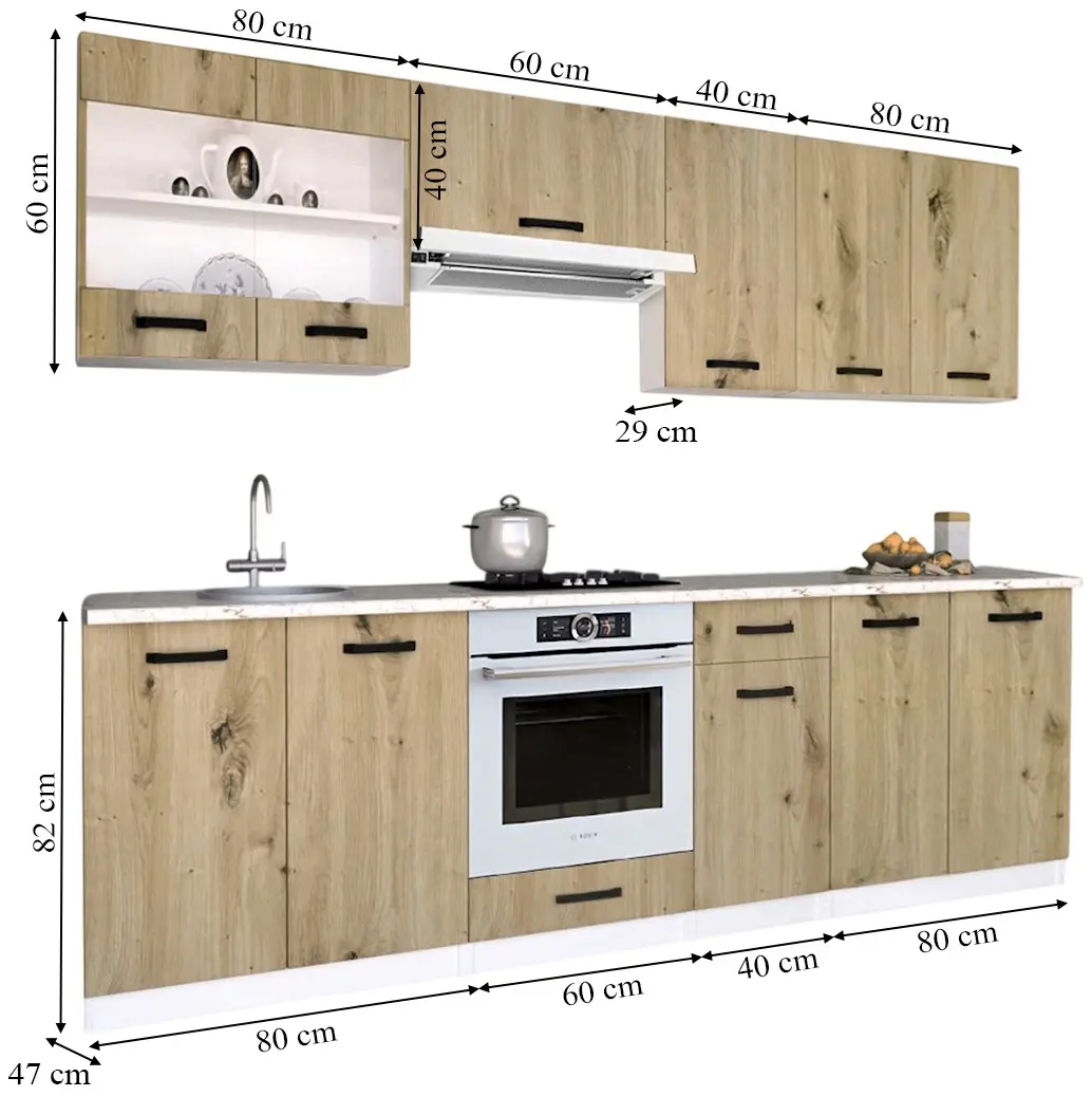Bucatarie Samanta Exclusive 1 2.6m (White/Artisan Oak)