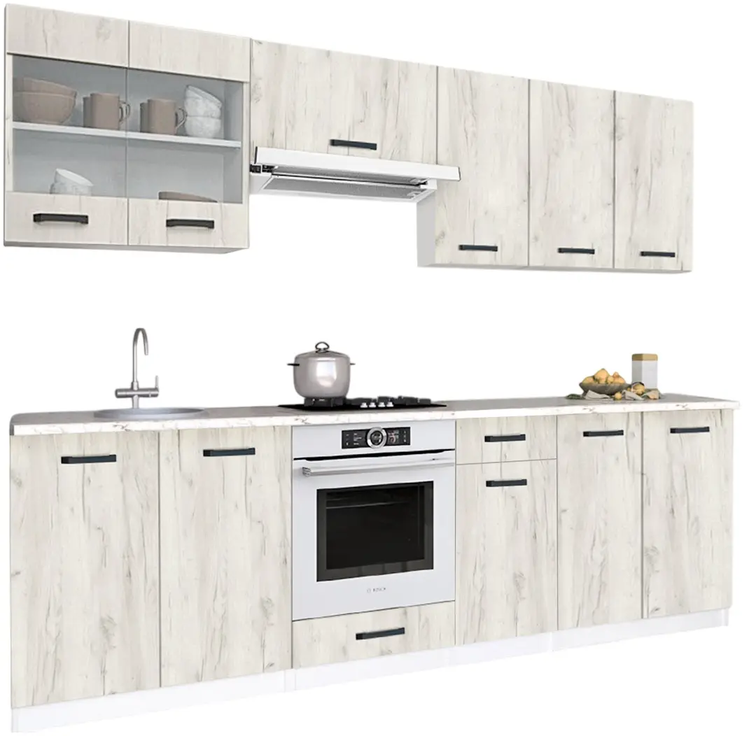 Bucatarie Samanta Exclusive 1 2.6m (White/White Craft Oak)