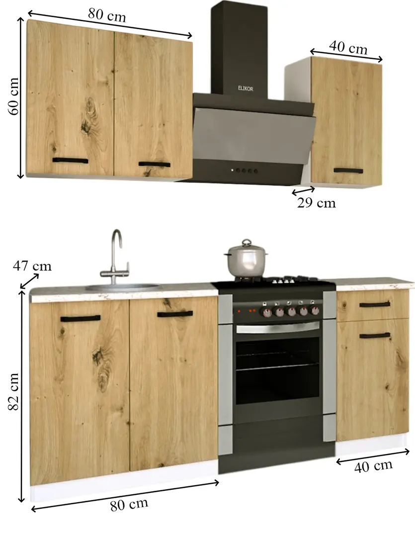 Bucatarie Samanta Exclusive 2 1.2m (White/Artisan Oak)