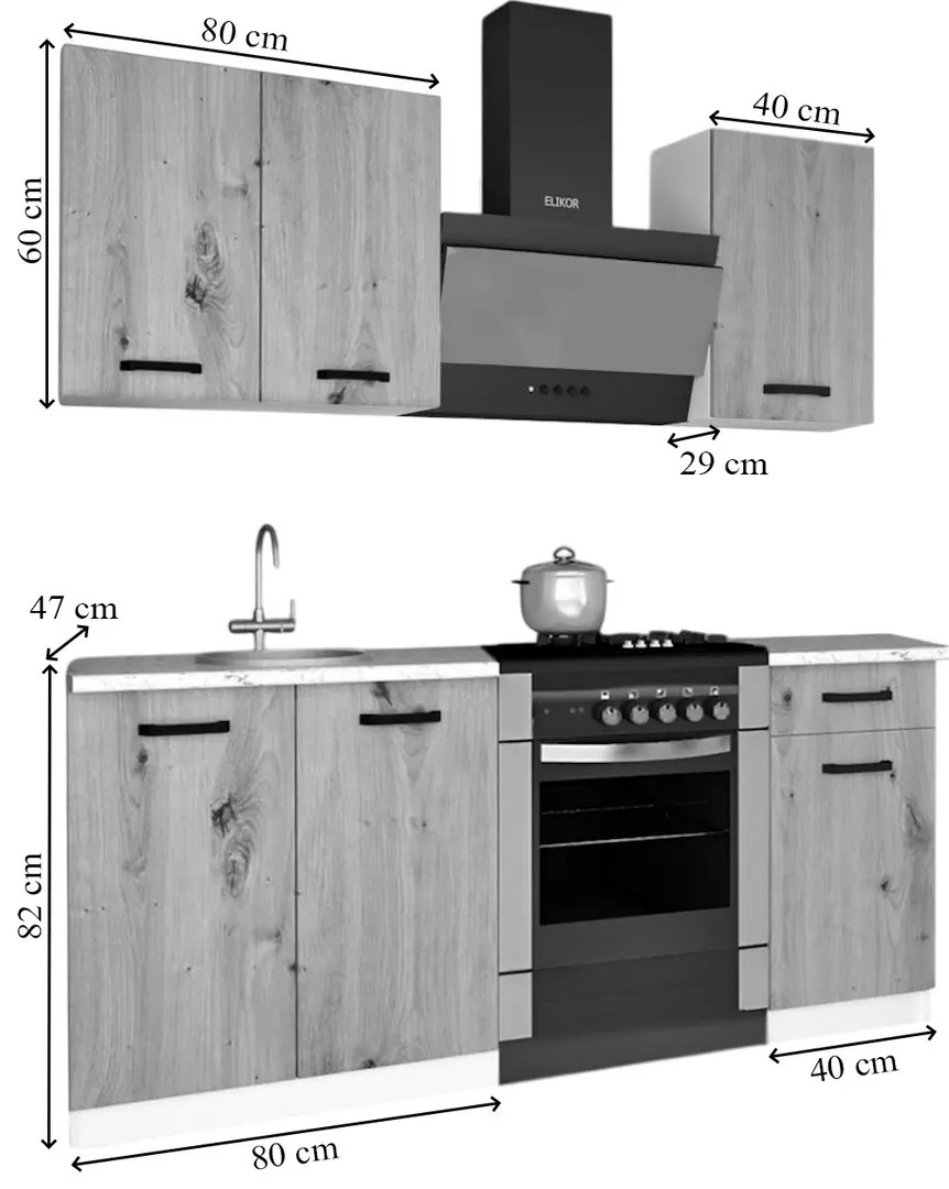 Кухня Samanta Exclusive 2 1.2m (White/White Craft Oak)