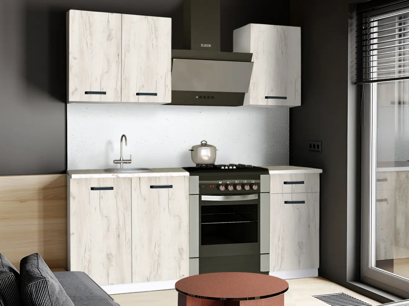 Кухня Samanta Exclusive 2 1.2m (White/White Craft Oak)