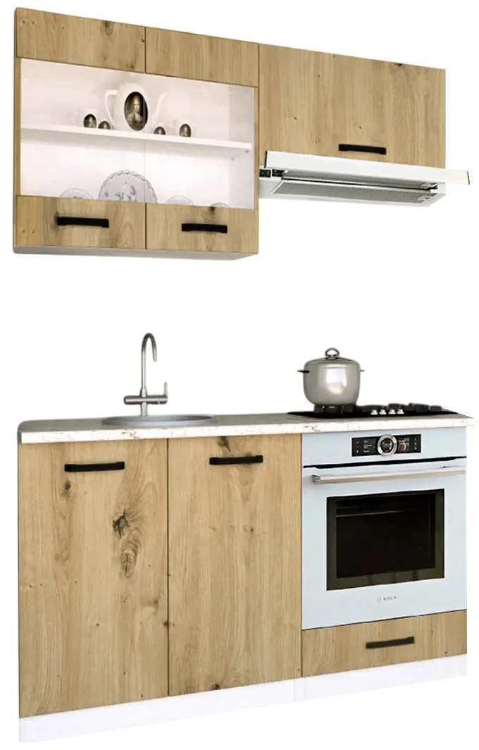 Bucatarie Samanta Exclusive 2 1.4m (White/Artisan Oak)