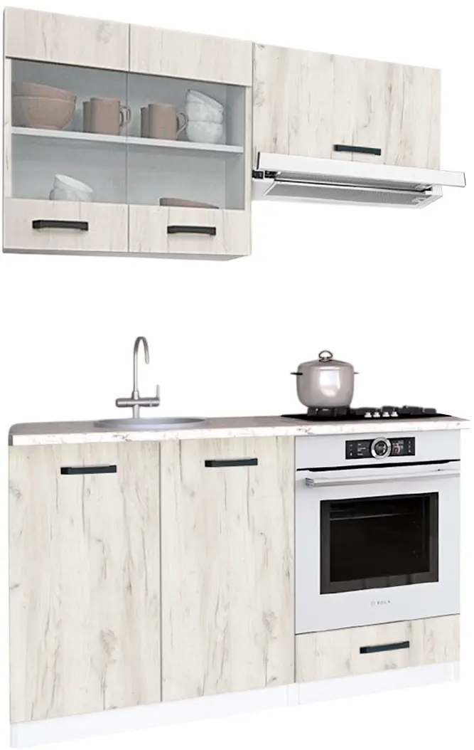 Кухня Samanta Exclusive 2 1.4m (White/White Craft Oak)
