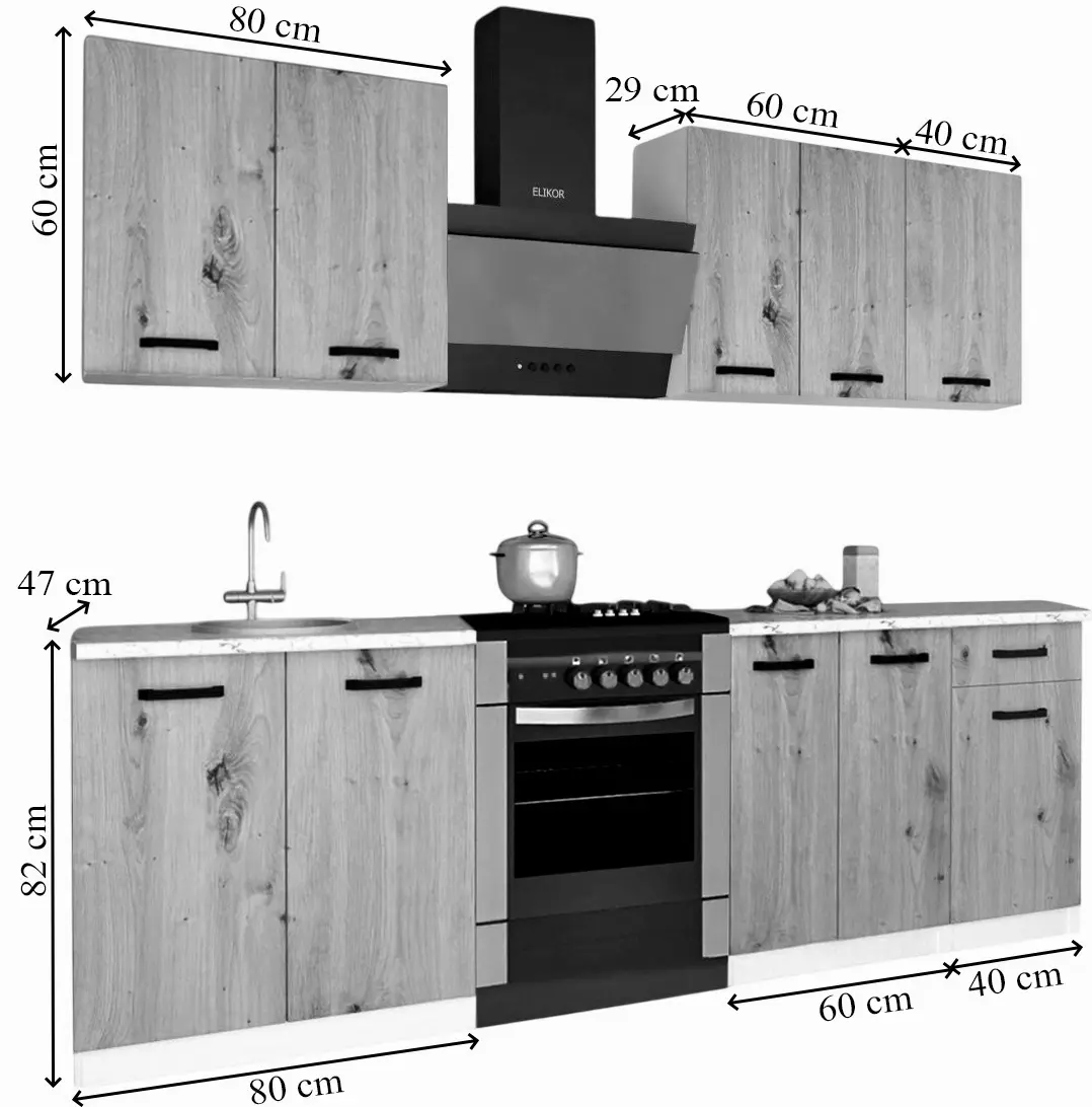 Bucatarie Samanta Exclusive 2 1.8m (White/White Craft Oak)