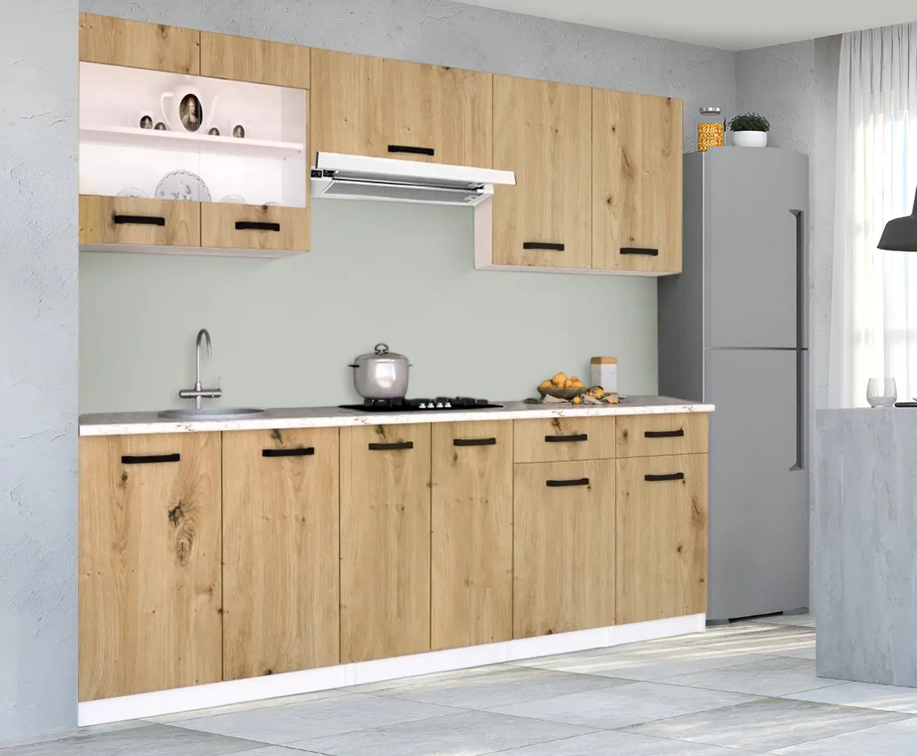 Bucatarie Samanta Exclusive 2 2.2m (White/Artisan Oak)