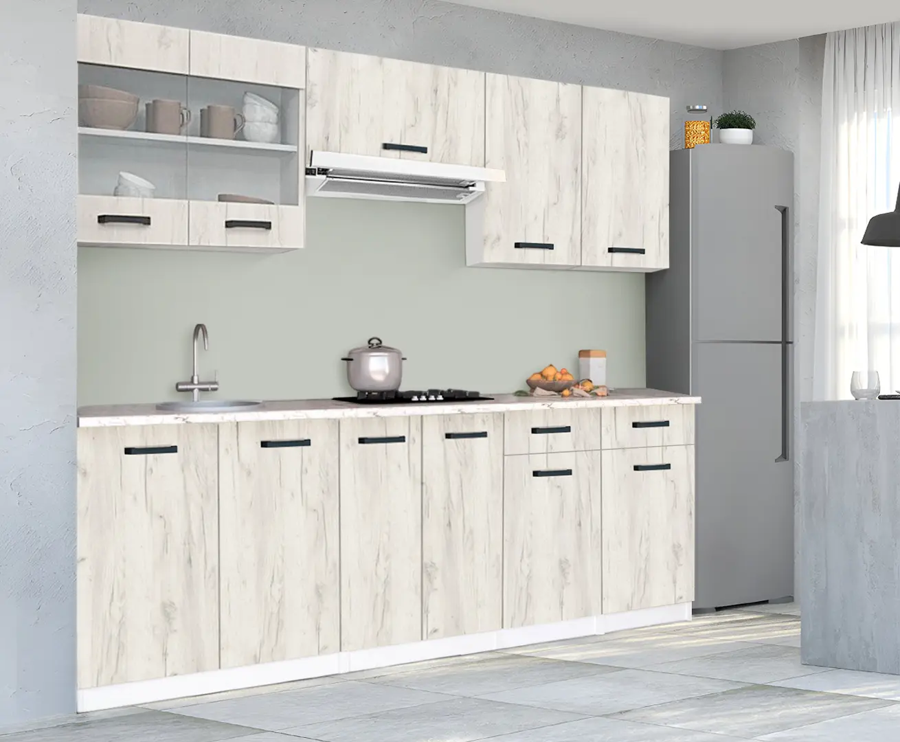 Кухня Samanta Exclusive 2 2.2m (White/White Craft Oak)