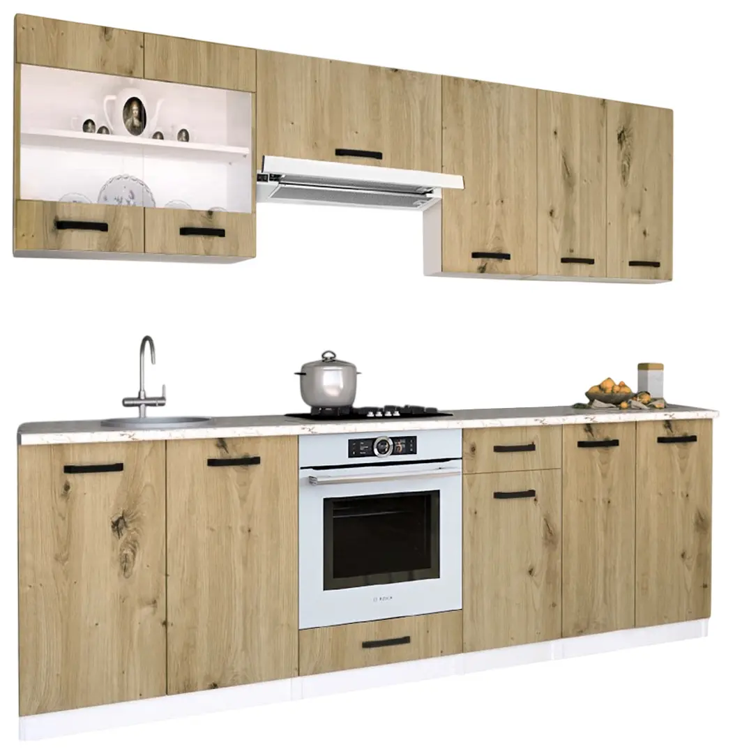 Bucatarie Samanta Exclusive 2 2.4m (White/Artisan Oak)