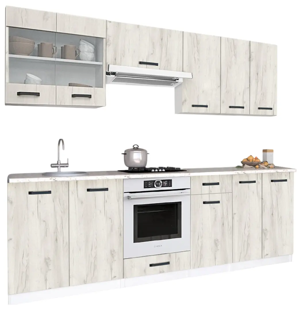 Кухня Samanta Exclusive 2 2.4m (White/White Craft Oak)