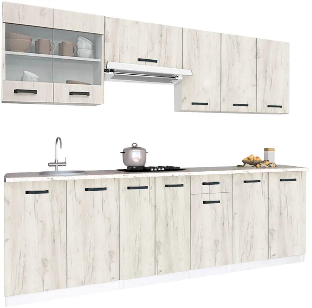 Bucatarie Samanta Exclusive 2 2.6m (White/White Craft Oak)