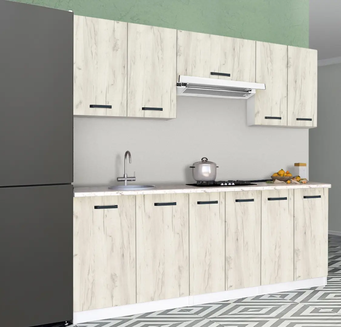 Bucatarie Samanta Exclusive 2 2m (White/White Craft Oak)