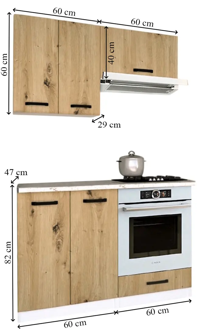 Bucatarie Samanta Exclusive 3 1.2m (White/Artisan Oak)