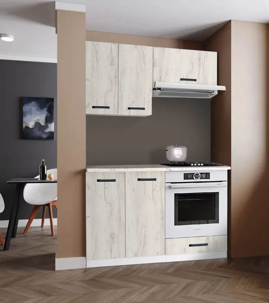 Bucatarie Samanta Exclusive 3 1.2m (White/White Craft Oak)