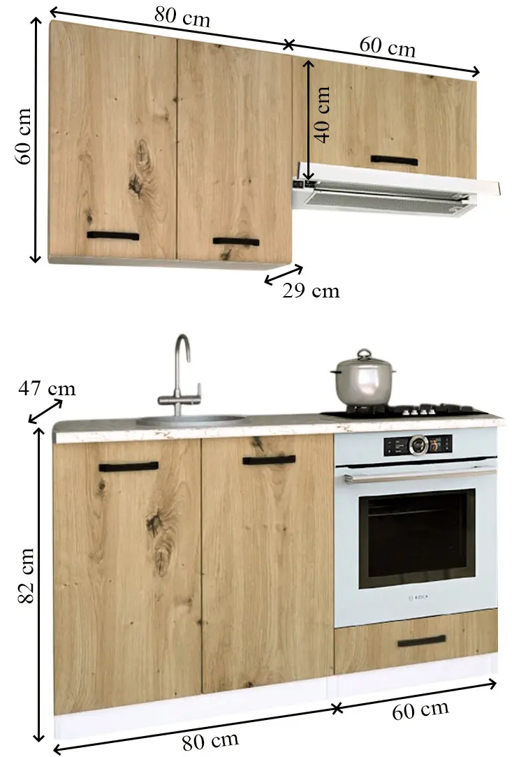 Bucatarie Samanta Exclusive 3 1.4m (White/Artisan Oak)