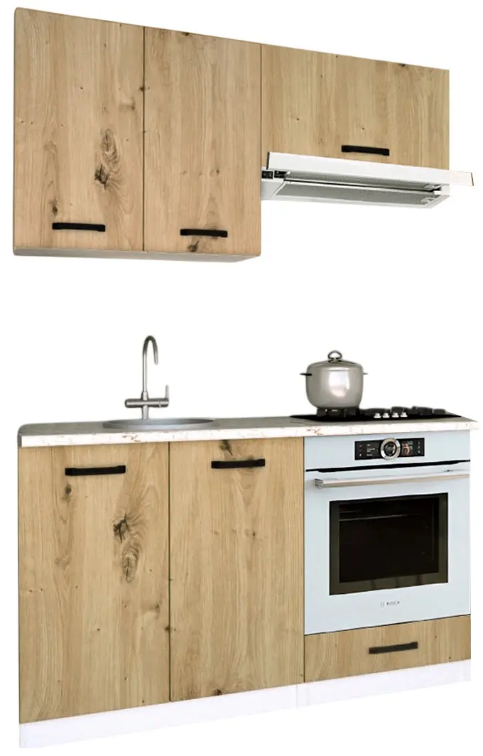 Bucatarie Samanta Exclusive 3 1.4m (White/Artisan Oak)