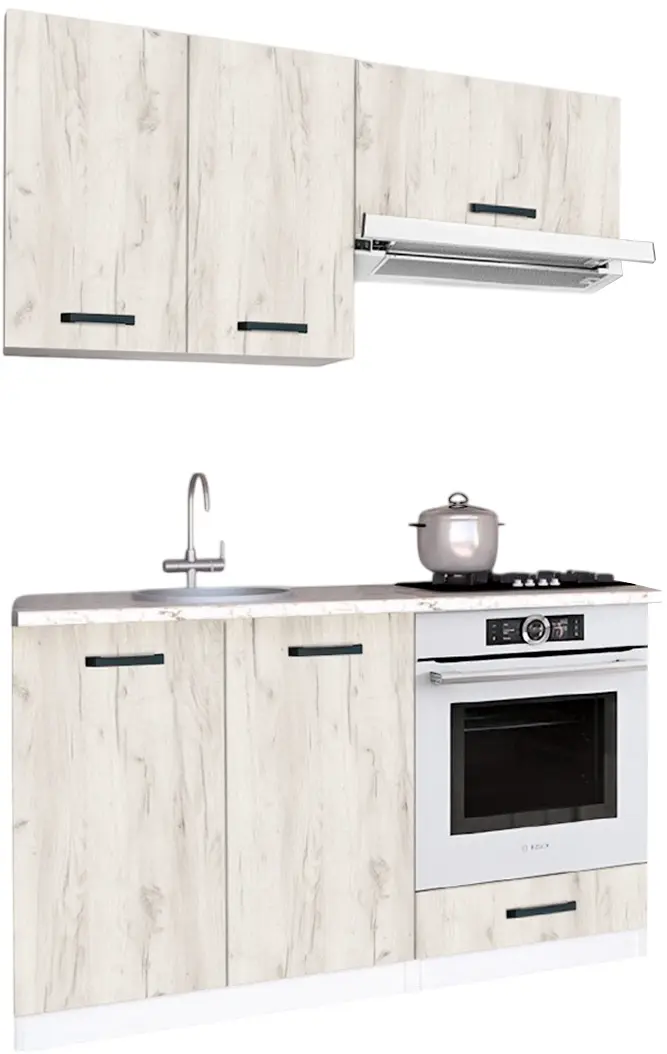 Bucatarie Samanta Exclusive 3 1.4m (White/White Craft Oak)