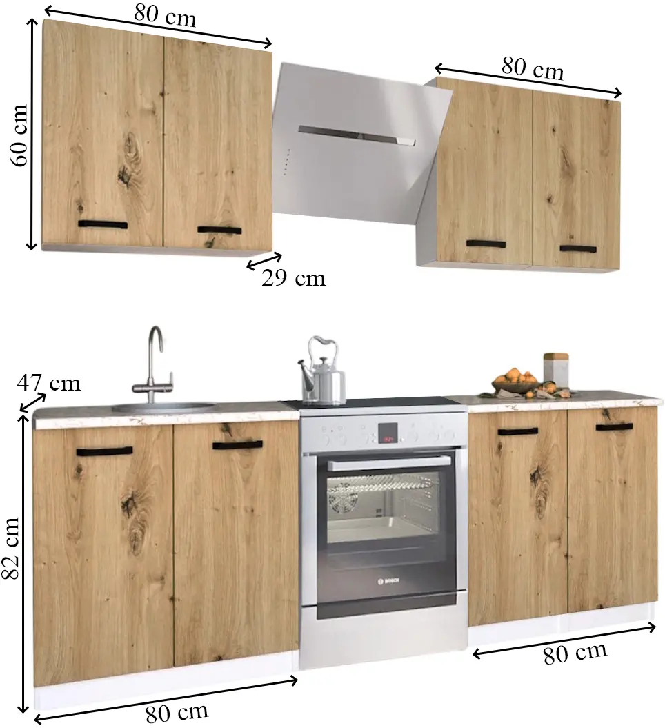 Bucatarie Samanta Exclusive 3 1.6m (White/Artisan Oak)