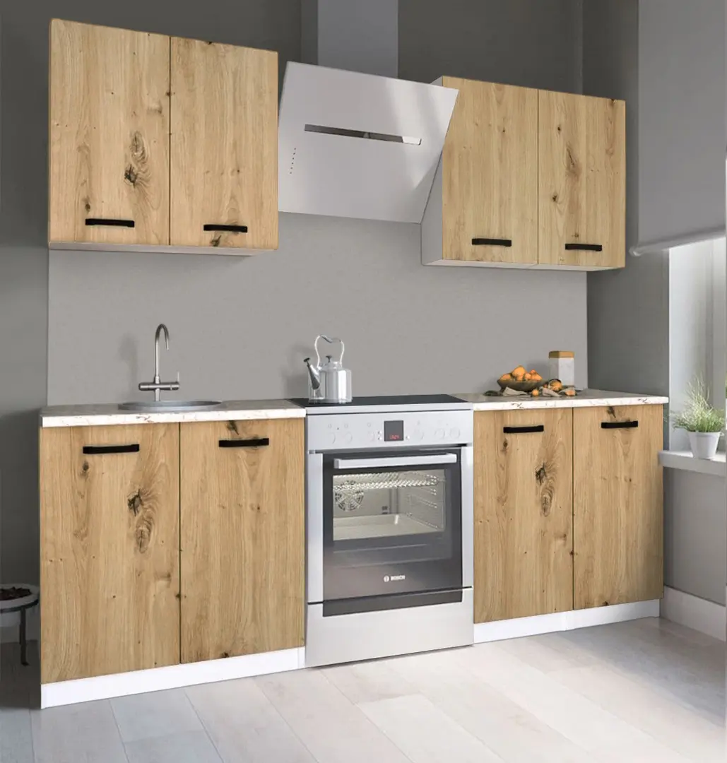 Bucatarie Samanta Exclusive 3 1.6m (White/Artisan Oak)